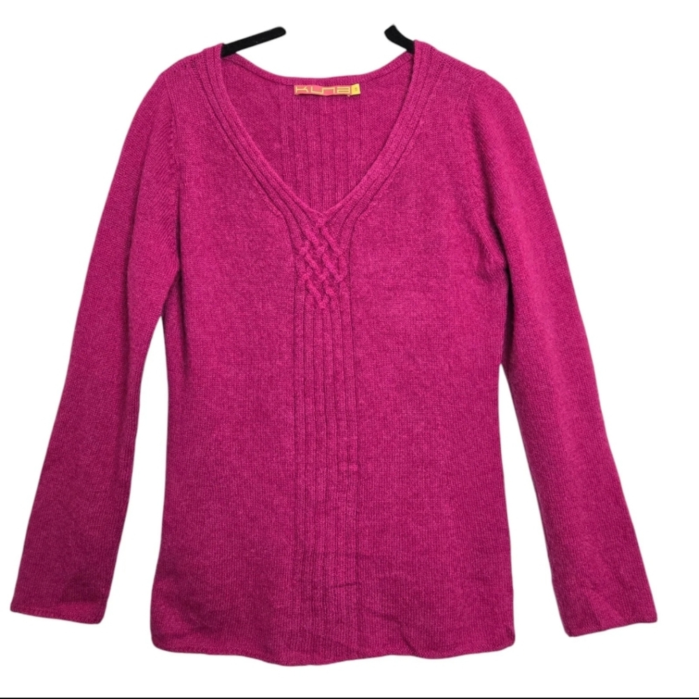 Kuna Peru Baby Alpaca Wool Sweater Womens Size S Small Pullover Pink V Neck